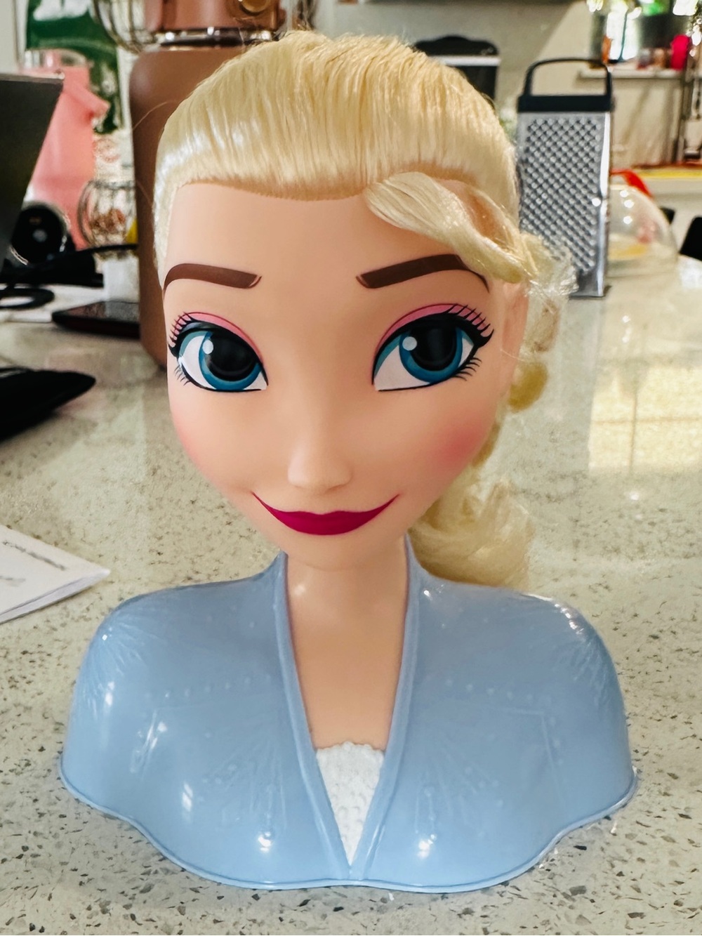 Children's Styling Elsa Frosen Head Toy - Light Blue Hairdressing Bust